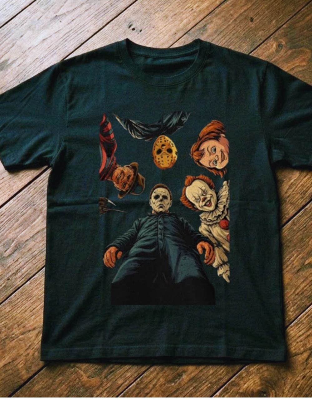 Gildan Black Short-Sleeve Horror Icons Graphic T-Shirt